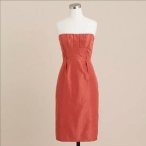 j.Crew Silk Taffeta Gracen Strapless Cocktail Dress Coral. 🪸